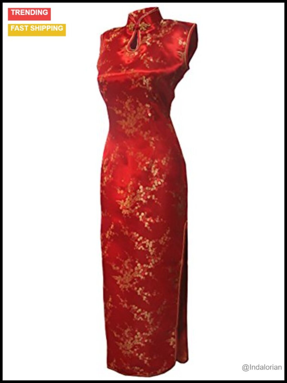 Vintage Asian Red Long Chinese Wedding Dress Cheongsam Qipao Sheath Satin